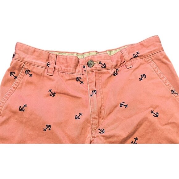 Izod men's light red shorts size 30 blue anchor print, side & back slash pockets - Picture 2 of 7